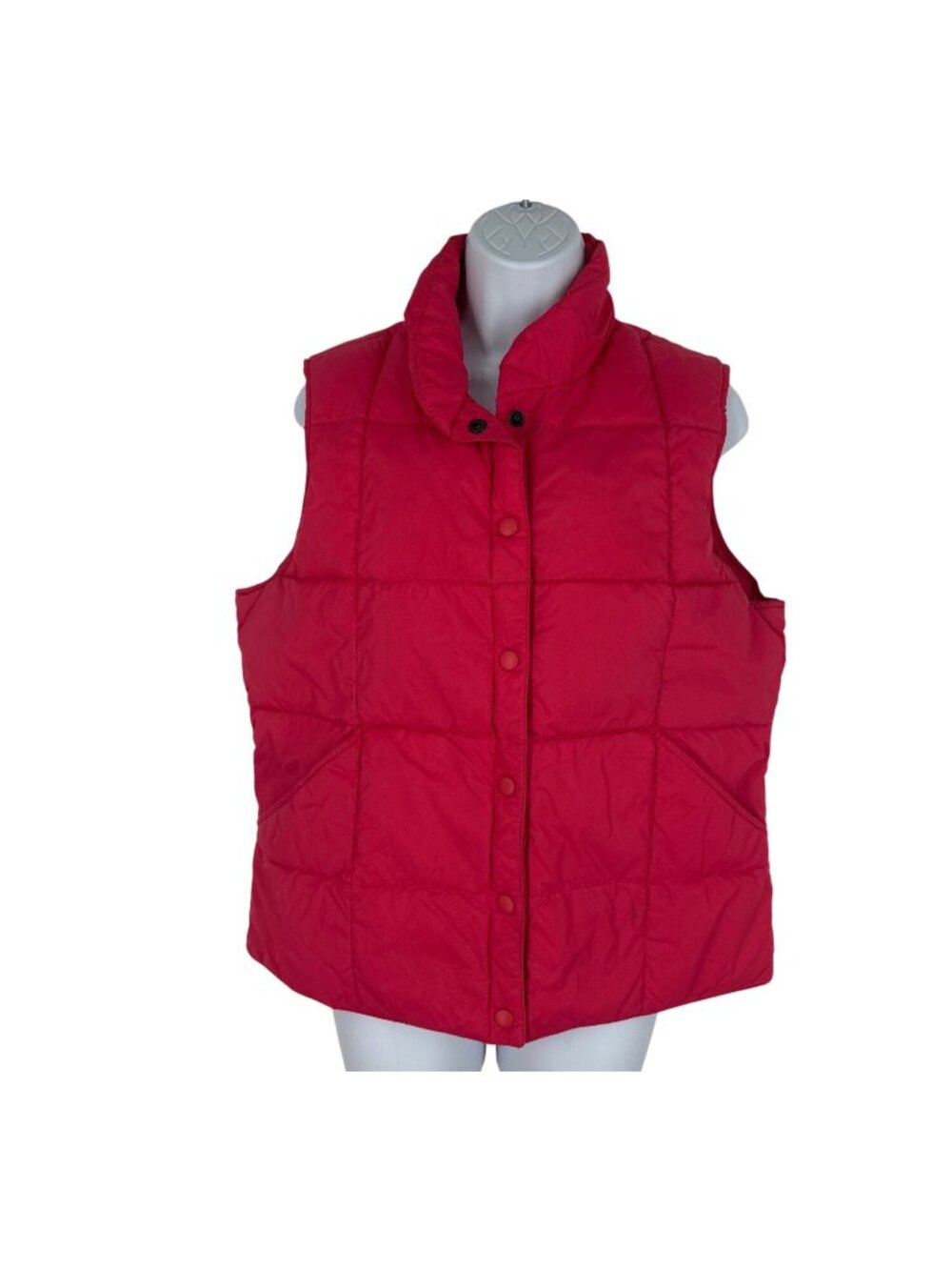 Lands End Women's Pink Snap Close Goose Down Puffer Vest Size M 10-12
